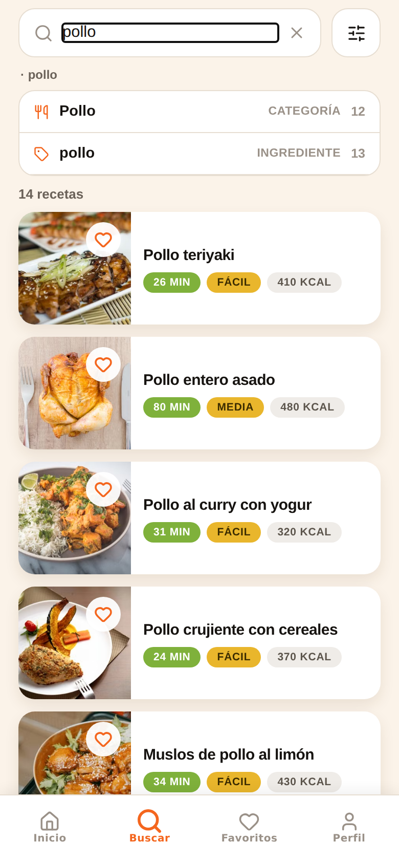 Búsqueda de recetas en datafryer
